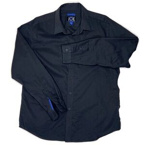 Joseph Abboud Classic Black Dress Oxford Shirt with Blue Cuff Accents